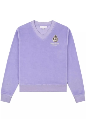 Sporty & Rich Crown logo-patch velvet T-shirt - Purple