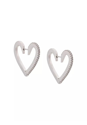 Cadar 18kt white gold Endless medium diamond heart hoop earrings - Silver