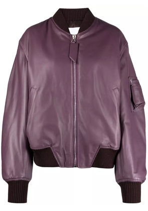 The Attico Anja padded leather bomber jacket - Purple