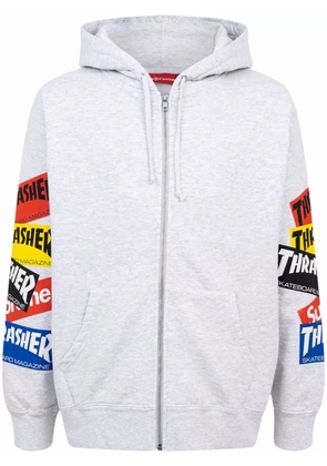 Supreme Thrasher multi logo zip-up hoodie - Grey