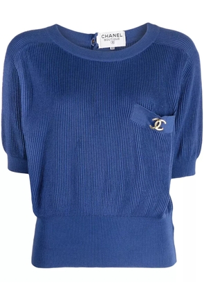 CHANEL Pre-Owned 1990-2000s CC rib-knit top - Blue