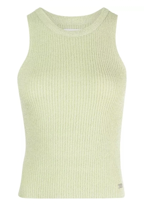 izzue logo-plaque ribbed tank top - Green