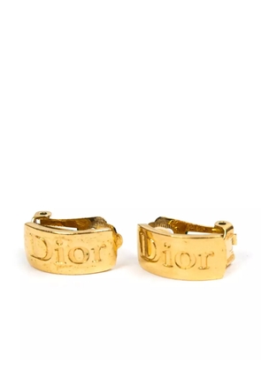 Christian Dior Pre-Owned 1990 logo-engraved clip-on earrings - Gold