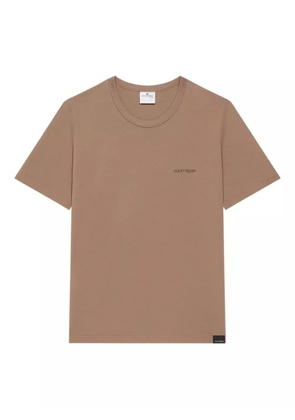 Courrèges logo-embroidered short-sleeve T-shirt - Brown
