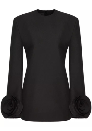 Valentino Garavani floral ruffle-cuff mini dress - Black