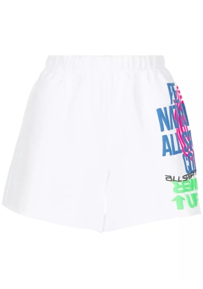 P.E Nation slogan-print elasticated-waist shorts - White