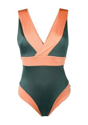Brigitte panelled V-neck swimsuit - Green