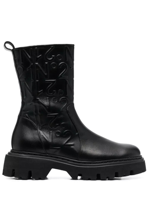 Nº21 logo-embossed combat ankle boots - Black