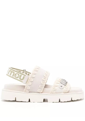 Mou logo-lettering suede sandals - Grey