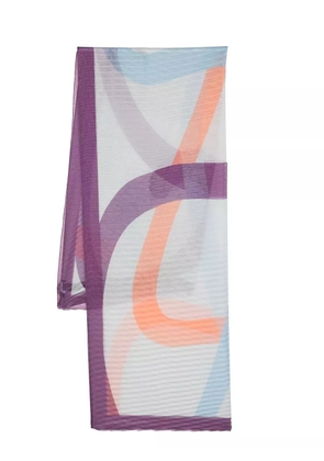 Emporio Armani abstract-print pleated long scarf - Neutrals