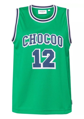 CHOCOOLATE logo-print contrasting-trim tank top - Green