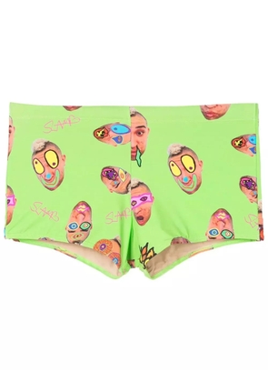 Amir Slama abstract-print swimming trunks - Green