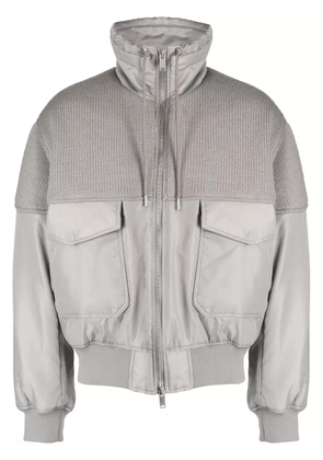 FIVE CM logo-appliqué knitted-panel bomber jacket - Grey