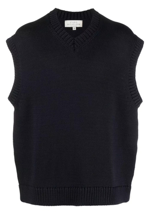 Studio Nicholson V-neck cotton-blend knitted vest - Blue