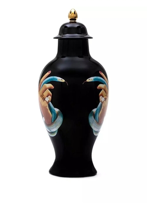Seletti Hand With Snakes porcelain vase - Black