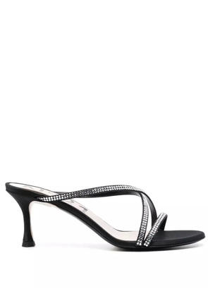 Nº21 60mm crystal-embellished crossover-strap mules - Black