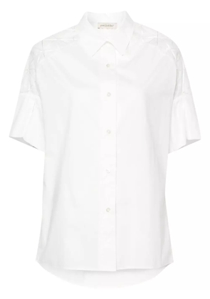 Gentry Portofino sheer-panel cotton shirt - White