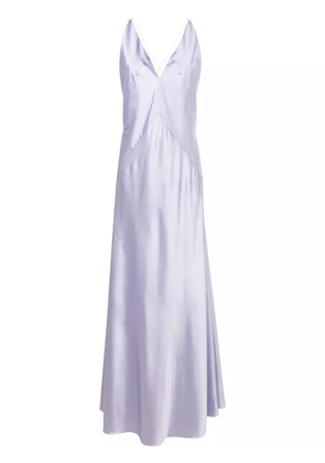 Lethicia Bronstein satin-finish V-neck maxi dress - Purple