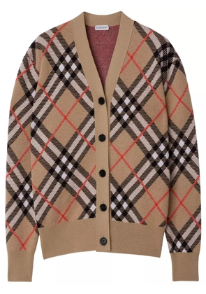 Burberry check wool-blend cardigan - Brown