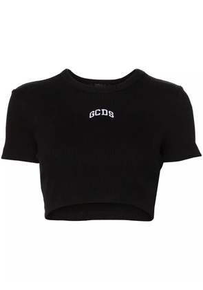 GCDS logo cropped T-shirt - Black