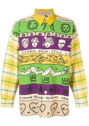 JC de Castelbajac Pre-Owned cutaway collar printed shirt - Yellow