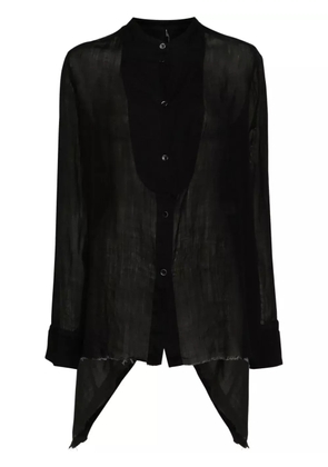 Masnada band-collar raw-cut hem shirt - Black