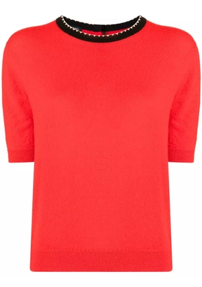 CHANEL Pre-Owned 1990-2000s trimmed neck cashmere T-shirt - Red
