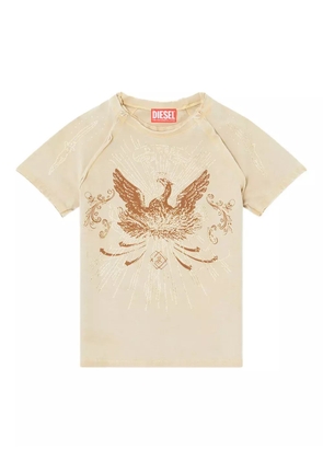 Diesel rhinestone-embellished raglan-sleeve T-shirt - Neutrals