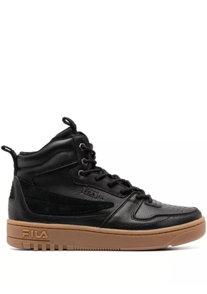 Fila leather embossed-logo high-top sneakers - Black