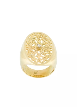 Wouters & Hendrix Gold filigree diamond signet ring