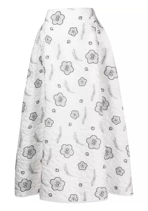 SHIATZY CHEN quilted A-line jacquard skirt - White
