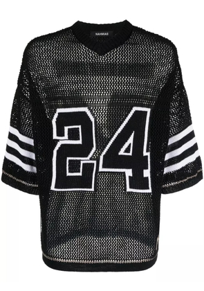 Nahmias logo-intarsia open-knit T-shirt - Black