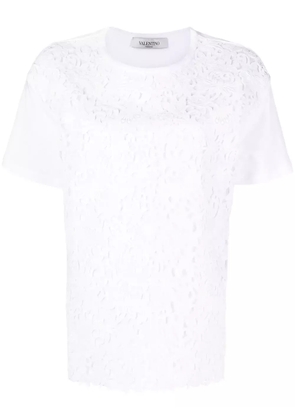 Valentino Garavani logo print lace-panel T-shirt - White