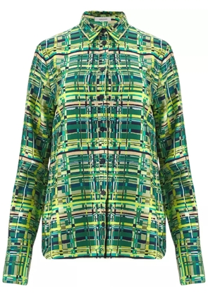 Ferragamo long-sleeved checkered silk shirt - Green