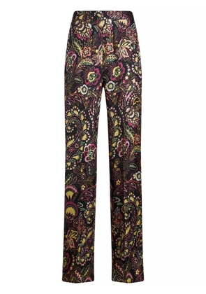 ETRO twill-print straight-legged trousers - Black