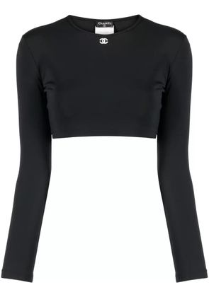 CHANEL Pre-Owned 1995 CC embroidered long-sleeve top - Black