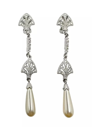 Christian Dior Pre-Owned 2000s Crystal Pearl Earrings - Silver