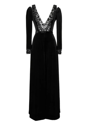 Saiid Kobeisy beaded velvet wide-leg jumpsuit - Black