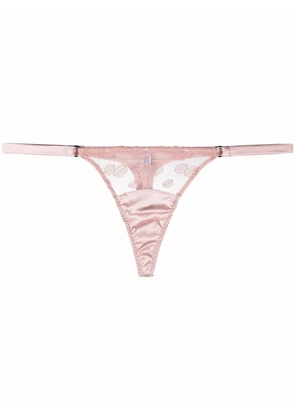 Fleur Of England Valentina embroidered tulle thong - Pink