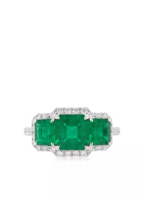 HYT Jewelry 18kt white gold diamond and emerald ring - Green