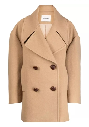 Goen.J oversized double-breasted peacoat - Brown