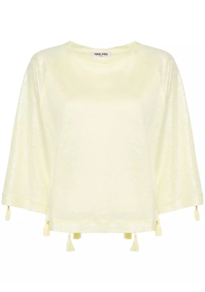 Max & Moi tassel-detail linen jersey top - Yellow
