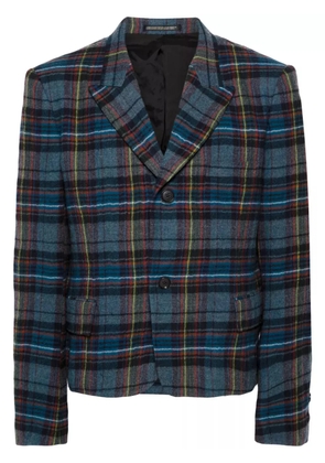 Yohji Yamamoto tartan wool blazer - Blue