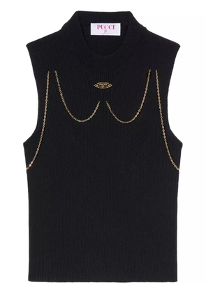 PUCCI chain-embellished rib-knit top - Black
