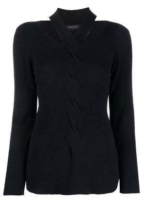Fabiana Filippi cut-out cable-knit detail jumper - Blue