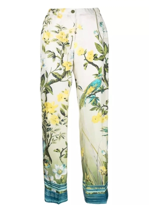 F.R.S For Restless Sleepers floral-print press-crease silk trousers - Neutrals