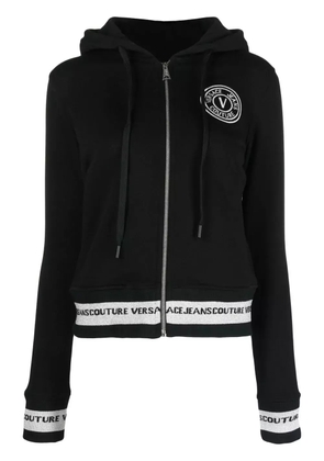 Versace Jeans Couture logo-embroidered zip-up hoodie - Black