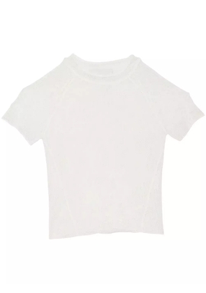 Fleur Du Mal pointelle-knit lace T-shirt - White