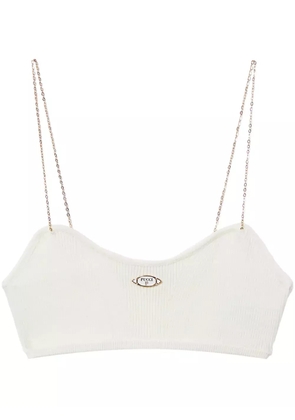 PUCCI logo-plaque ribbed crop top - White