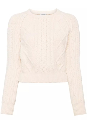 CHANEL Pre-Owned 1990-2000s cable-knit wool jumper - White